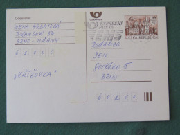 Czech Republic 1998 Stationery Postcard 4 Kcs "Prague 1998" Sent Locally From Brno, EMS Slogan - Cartas & Documentos