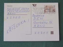 Czech Republic 1998 Stationery Postcard 4 Kcs "Prague 1998" Sent Locally From Brno, EMS Slogan - Cartas & Documentos