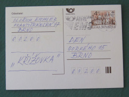 Czech Republic 1998 Stationery Postcard 4 Kcs "Prague 1998" Sent Locally From Brno, EMS Slogan - Lettres & Documents