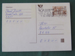 Czech Republic 1998 Stationery Postcard 4 Kcs "Prague 1998" Sent Locally From Brno, EMS Slogan - Cartas & Documentos