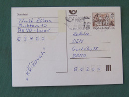 Czech Republic 1998 Stationery Postcard 4 Kcs "Prague 1998" Sent Locally From Brno, EMS Slogan - Covers & Documents