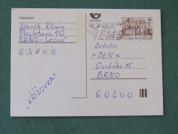 Czech Republic 1998 Stationery Postcard 4 Kcs "Prague 1998" Sent Locally From Brno, EMS Slogan - Storia Postale