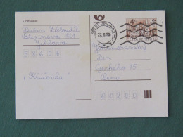 Czech Republic 1998 Stationery Postcard 4 Kcs "Prague 1998" Sent Locally - Briefe U. Dokumente