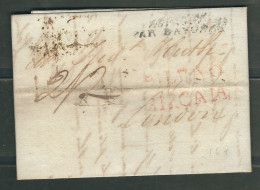 ESPAGNE 1815 Marque Postale  Taxée De Bilbao Pour Londres Cachet D'entrée Espagne Par Bayonne - ...-1850 Prephilately