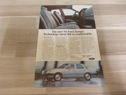 Reclame Advertentie Uit Oud Tijdschrift 1984 - Ford Tempo - Publicités