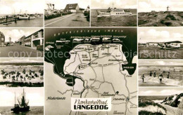 72767098 Langeoog Nordseebad Strand Anlegestelle Personenschiff Kutter Landkarte - Langeoog