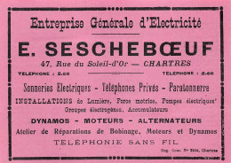 Chartres - Rue Du Soleil-d'Or - Electricité - E. Sescheboeuf - Publicités