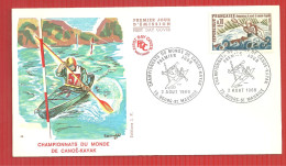 FDC CANAOE KAYAK CHAMPIONNATS DU MONDE BOURG SAINT MAURICE 2 8 1969 - Kano