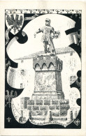 CPA -  CHATEAUNEUF-DE-RANDON -  STATUE DE DUGUESCLIN (DESSIN, RARE) ETAT PARFAIT - Chateauneuf De Randon