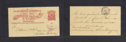 DOMINICAN REP. 1888 (12 Apr) Puerto Plata - Haiti, Port Prince ( May) C Red Early Stat Reply Half Card, Oval Franca + Cd - Dominican Republic