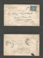 DOMINICAN REP. 1893 (20 March) Samana - USA, Philadelphia (30 March) Fkd Env 5c Blue, Violet Cds + "SAGINA W" Straighlin - Dominican Republic