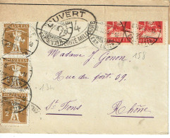 134 X 3 + 158 X 2 Lettre Pour Saint Fons Rhône Du 8-11-1918 Censure Ouvert Par L'autorité Militaire N° 254 - Andere & Zonder Classificatie