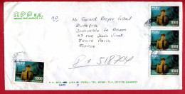 1986 - Lettre Pour La France - Capitan Fap José A Quinones Gonzalès N° 800 + Au Verso  Amiral Miguel Grau N°786-787 - Pérou