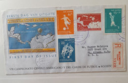 FDC 1957 ANTILLES NEERLANDAISE ANTILLEN   FOOTBALL FUSSBALL SOCCER CALCIO VOETBAL FOOT FUTEBOL FUTBOL GARDIEN - Cartas & Documentos