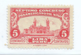 PERU 1930 PANAMERICAN CHILDREN CONGRESS LIMA CATHEDRAL BUILDING MINT HINGED - Pérou