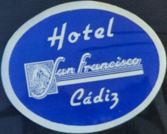 Spain Cádiz San Francisco Hotel Label Etiquette Valise - Etiquettes D'hotels