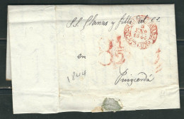 ESPAGNE 1844 Marque Postale  Taxée De Barcelone Pour Puycerda - ...-1850 Prefilatelia