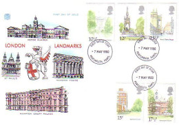 British London Landmarks Monuments Britanniques 1980 Complete Set On FDC Cover ( A80 723) - Monumenti