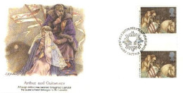 Arthur And Guinevere Guenièvre In Gutter Pairs On FDC Cover ( A80 658) - Massoneria