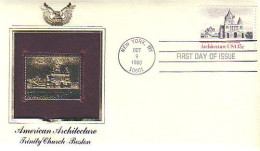 US Trinity Church Boston FDC Cover With Gold Stamp Replica Avec Timbre En Or ( A80 432) - Monumenti