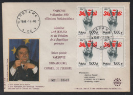POLOGNE - VARSOVIE -  NOBEL / 1990 ELECTION DE LECH WALESA - SOLIDARNOSC (ref 4355) - Briefe U. Dokumente