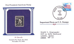 First US Prominent Americans Stamp 1965 Cover MNH ** Neuf SC ( A81 929) - Covers & Documents