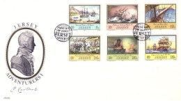 Jersey Gravures Voiliers Bateau Sailing Ships Engravings Carteret FDC ( A81 757) - Jersey