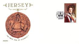 Jersey Queen Elizabeth II Sceau Great Seal FDC ( A81 749c) - Sobres