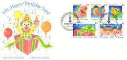 New Zealand Happy Birthday Clowns Bougies Candles FDC ( A81 196b) - Zirkus