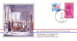 American Constitution Washington Inaugurated Apr 30 1789 Cover ( A82 93) - Independecia USA