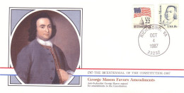 American Constitution George Mason Favors Amendments Oct 4 1787 Cover ( A82 72) - Indipendenza Stati Uniti