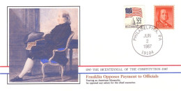 American Constitution Franklin Opposes Payment To Officials Jun 2 1787 Cover ( A82 46) - Onafhankelijkheid USA