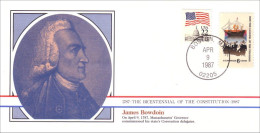 American Constitution Massachussetts Convention Delegates Apr 9 1787 Cover ( A82 43) - Us Independence