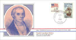 American Constitution North Carolina Defers Aug 2 1788 Cover ( A82 27) - Indépendance USA
