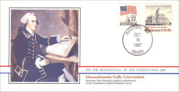 American Constitution Massachussetts Calls Convention Oct 18 1787 Cover ( A82 18) - Indépendance USA