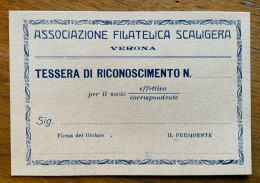 VERONA -ASSOCIAZIONE FILATELICA SCALIGERA  - LA PRIMA TESSERA DEL 1933 ANNO DELLA FONDAZIONE - Betogingen