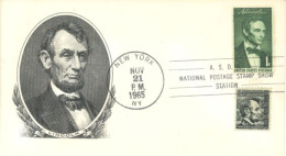 U.S.A.. -1965 -  SPECIAL STAMPS COVER OF LINCOLN, AT NATIONAL POSTAGE STAMP SHOW STATION . - Briefe U. Dokumente