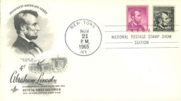 U.S.A.. -1965 -  OFFICIAL FDC STAMPS OF PROMINENT AMERICANS SERIES, ABRAHAM LINCOLN, AT NATIONAL STAMP SHOW STATION . - Covers & Documents