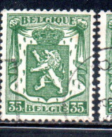 BELGIQUE BELGIE BELGIO BELGIUM 1935 1948 COAT OF ARMS LION 35c USED OBLITERE' USATO - Oblitérés