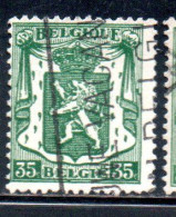 BELGIQUE BELGIE BELGIO BELGIUM 1935 1948 COAT OF ARMS LION 35c USED OBLITERE' USATO - Oblitérés