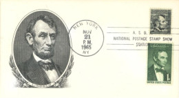 U.S.A.. -1965 -  SPECIAL STAMPS COVER  OF LINCOLN, AT NATIONAL POSTAGE STAMP SHOW STATION , NEW YORK - Storia Postale