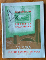 ASSOCIAZIONE FILATELICA SCALIGERA  - VERONA - ELENCO GENERALE DEI SOCI - AUTOGRAFO DI ERALDO POLLICE - Betogingen