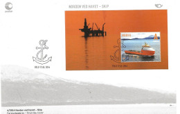 Norway 2014  NORTH - Life By The Sea (III), Supply Ship "Nordmand Arctic" (2011)  Mi Bloc 45 FDC - Brieven En Documenten