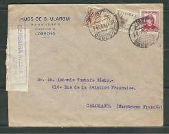 ESPAGNE 1937 Lettre Censurée De Logrono Pour Casablanca Maroc - Nationalists Censor Marks
