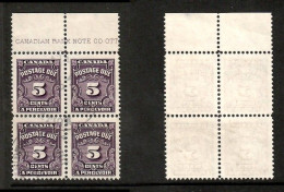 CANADA   Scott # J 18 USED BLOCK Of 4 W/TABS (CONDITION AS PER SCAN) (CAN-203) - Blocks & Sheetlets