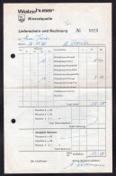SWITZERLAND - WALZEHUSER MINERALQUELLE - LIEFERSCHEIN UND RECHNUNG N° 8925 DATUM 30.12.1966 - Switzerland