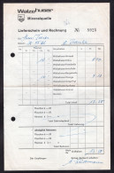 SWITZERLAND - WALZEHUSER MINERALQUELLE - LIEFERSCHEIN UND RECHNUNG N° 8925 DATUM 30.12.1966 - Suiza