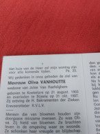 Doodsprentje Olivia Vanhoutte / Koekelare 21/8/1903 Sijsele 31/10/1987 ( Jules Van Raefelghem ) - Religion & Esotérisme