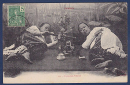 CPA Opium Femme Woman Tonkin Indo Chine Circulé - Vietnam