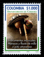 12J-KOLUMBIEN - 2022  MNH – MUSICAL INSTRUMENTS - CORDOBA DEPARTMENT - Colombie